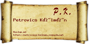 Petrovics Kálmán névjegykártya